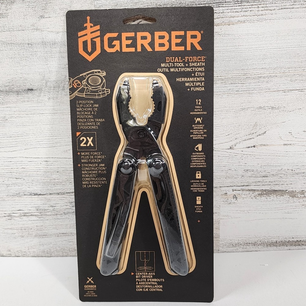 Gerber Dual Force Multi-Tool 12 in 1 Pliers Screw Driver Stainless + Sheath NEW